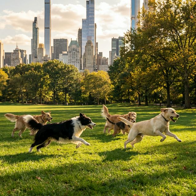 Dog running in NYC park